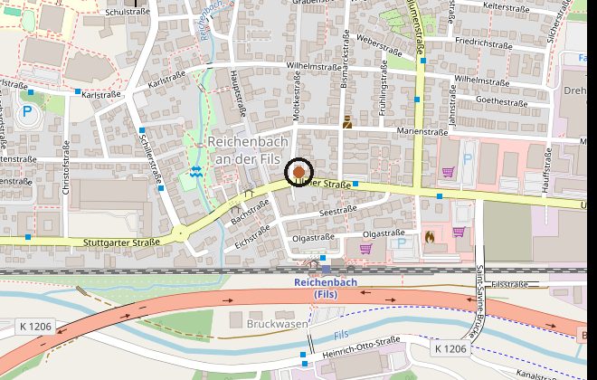 Kartenausschnitt: B&S Lounge in der Ulmer Straße 5 in Reichenbach an der Fils